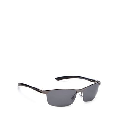 Black polarised semi rimless sunglasses
